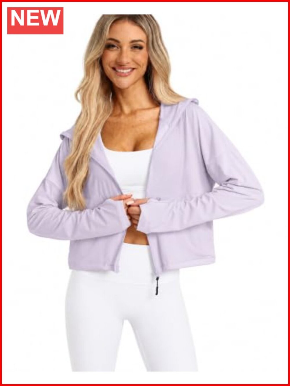 UPF 50+ Sun Protection Cropped Hoodie Jacket Lightweight